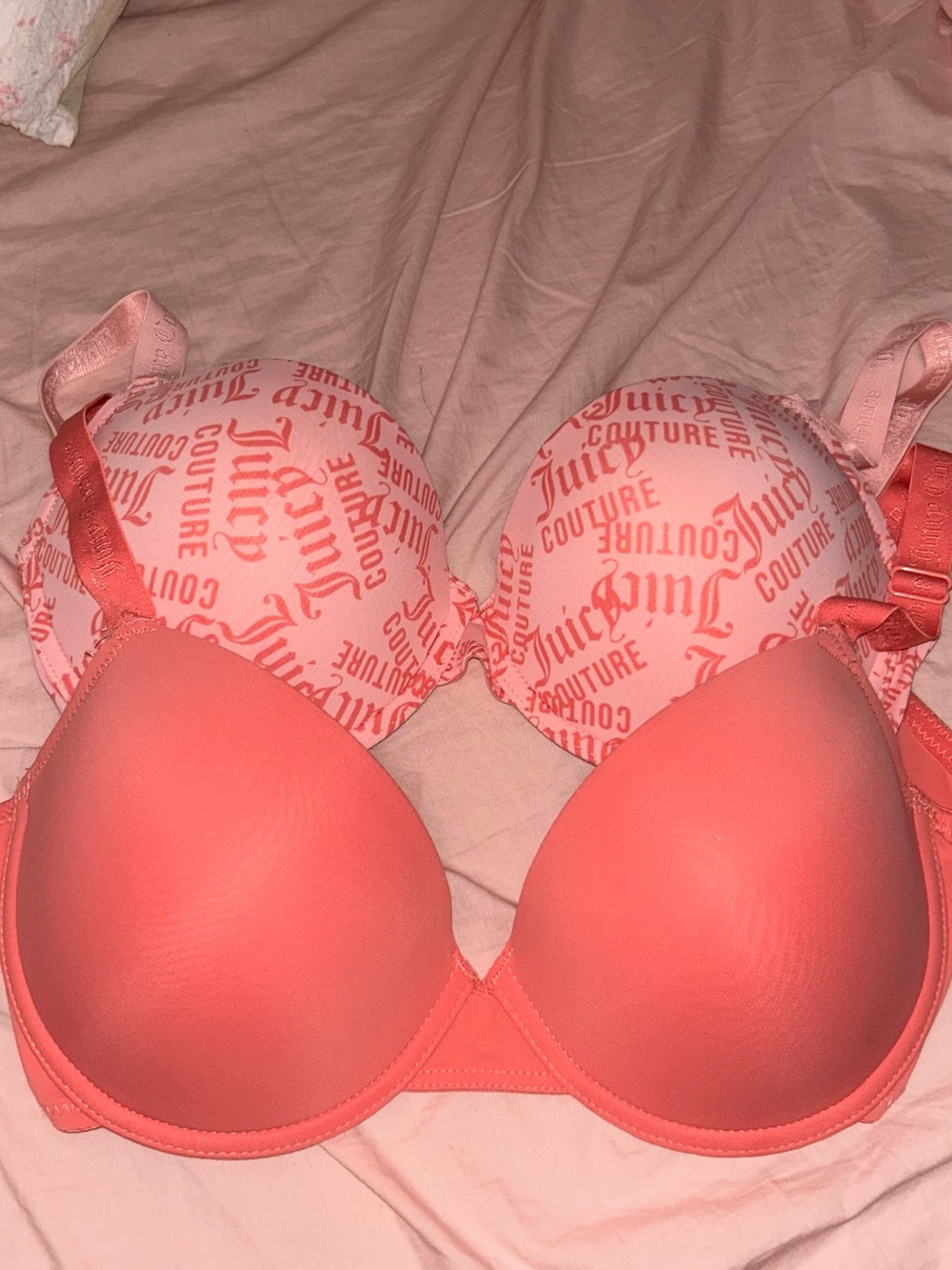 SET- Juicy Couture Coral Pink Logo Bra